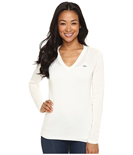 [ラコステ] Lacoste レディース Long Sleeve Cotton Jersey Ottoman V-Neck Sweater トップス [並行輸入品]