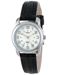 Timex Womens T2N435 Elevated Classics Sport Chic Black Leather Strap Watch