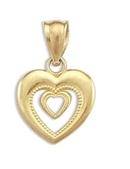 Heart in Heart Love Pendant 14k Yellow Gold Charm