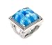 Millacreli Faceted Blue Murano Glass Square Ring title=