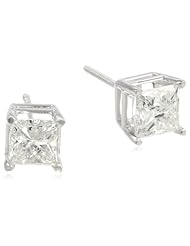 IGI Certified 14k Gold Princess-Cut Diamond Studs (1 1/2 cttw, I-J Color, I1-I2 Clarity)