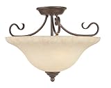 IMAGE OF Livex Lighting 6130-58 Coronado 3 Light Imperial Bronze Semi Flush Mount with Vintage Alabaster Glass
