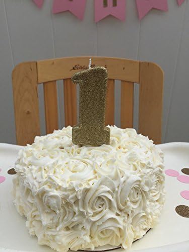 Gold glitter number 1 candle - Large 5 inches