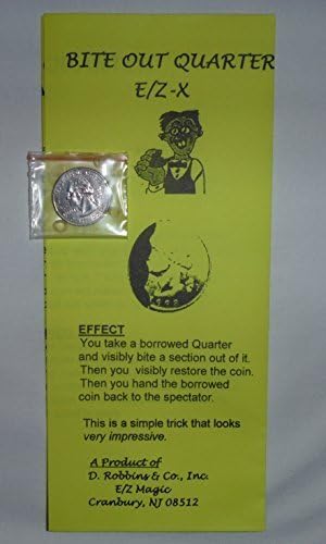 Bite Out Quarter By EZ Magic with Extra Rubber Bands by EZMagic