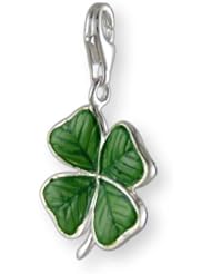 MELINA Charms clip on pendant 4 leaf clover sterling silver 925 enamel