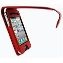 igadgitz PU Leder Tasche Schutzhülle Etui Case Hülle aufklappbar in Rot für Apple iPhone 4 HD 16gb & 32gb + Display Schutzfolie + abnehmabre Gürtelbefestigung