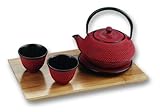 Over 30% off a 5 Piece Cast Iron Tetsubin Tea Set in Red