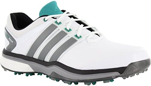 Men's Adipower Boost Golf Shoe, White/Dark Silver/Metallic/Power Green, 11 M US