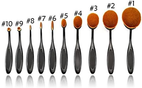10PC/Set Pro Toothbrush Shaped Eyebrow Foundation Power Face Eyeliner Lip Oval Cream Puff Brushes Makeup Beauty Tools