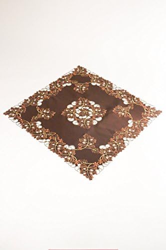 Autumn/Fall Gift - Embroidered Leaves 34" Square Table Topper Centerpiece - Cutwork Home Decor Linens - Holiday Parties, Entertain