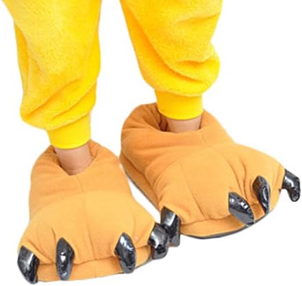 Super Soft Animal Shaped Plush Dinosaur Slippers (orange)