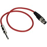 Seismic Audio - SATRXL-F2 - Red 2' XLR Female to 1/4" TRS Patch Cable