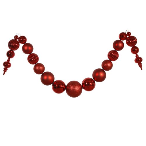 14' Huge Commercial Red 3-Finish Shatterproof Christmas Ball Ornament Garland