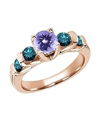 1.78 Ct Round Blue Tanzanite Diamond 18K Rose Gold Ring