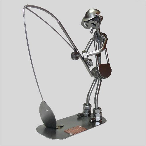 SCHRAUBENMÄNNCHEN Angler mit Fisch * Angeln * handmade * jedes ein Unikat