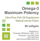 Omega-3 Maximum Potency Ultra-Pure Fish Oil Supplement (Eicosamax) Natural Lemon Flavor 60 Softgels
