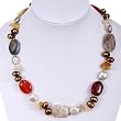 Freshwater Pearl, Agate, Crystal & Seashell Handmade Necklace