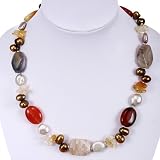 EXP Freshwater Pearl, Agate, Crystal & Seashell Handmade Necklace