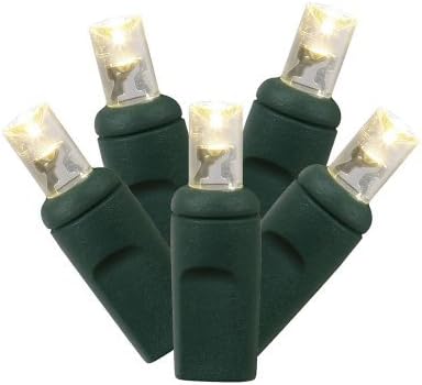 50 Warm White LED Christmas String Lights, Green Wire