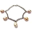 HinsonGayle AAA Metallic Multicolor Baroque Pearl Charm Bracelet