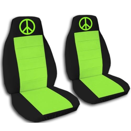 2000 VW Beetle car seat covers. 2 black and lime green seat covers