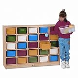 25-Tray Mobile Cubbie, 48w x 15d x 35-1/2h, White/Blue/Green/Red/Yellow