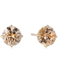 Jewelry: 10k Yellow Gold Champagne Swarovski Zirconia Stud Earrings (2 cttw) - Verigold CZ Division