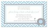 48 Grey Light Blue Elephant Chevron Bring a Book Baby Shower Card