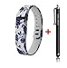 Smart Tech Store Blue Flower Drawing on White Replacement Band With Clasp for Fitbit FLEX Only /No tracker/ Wireless Activity Bracelet Sport Wrist band for Fit bit Flex Bracelet Sport Arm Band Armband (Small)