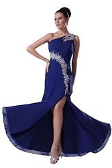 One Shoulder Chiffon Beaded  Dress