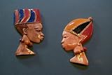 Voclan-Janick Designs ceramic African Masks. Hand made in beatiful California Central Coast.Detailed with Gold Leaf & Wood Beads. Each is Approx. 9