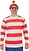 Where's Waldo Shirt Hat and Glasses Deluxe Halloween Costume Cosplay