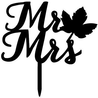 LingStar Art Words Mr&amp;Mrs with Maple Leaves Wedding Cake Topper Cake Deco
