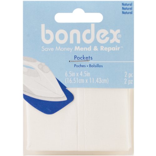 Wrights 230 020 Iron-On Pockets, 6.5 in x 4.5 in, Natural