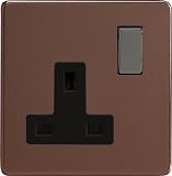 Varilight - 1 Gang 13 Amp Single Switched Socket Dimension Screwless Mocha - XDM4BS
