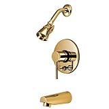 Kingston Brass KB86920DL Concord Tub and Shower Faucet With Diverter and DL Handle, Polished Brass [