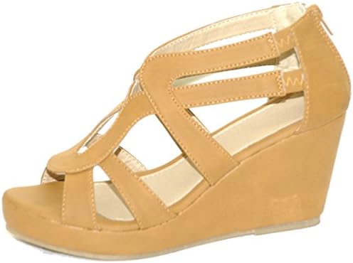Wells Fountain Women's Wedge Sandals (6.5 B(M) US, Tan)
