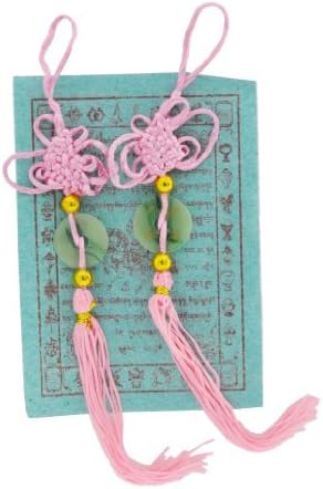 Chinese Hot Pink Feng Shui Tassels Charm for Love, One Pair, Free Tibetan Lungta Prayer