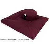 Zafu and Zabuton Meditation cushion Set, 100% Cotton, Organic Buckwheat Fill - 2 SIZES, 12 COLORS - Made In USA, by Bean Products