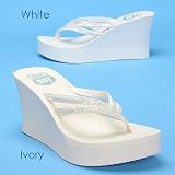 41PqSnvxJlL. SL160  Beaded Double Strap Bridal Flip Flops   White or Ivory (Sizes 5   10)