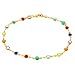 10 Inch Multi-Color Gemstones & Gold Plated Anklet Bracelet