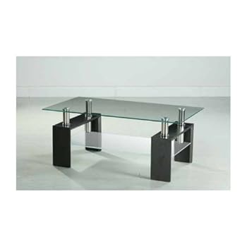 SOLDES - Table basse en verre DESIGN wengé L.100 x P.60 x H.45 cm