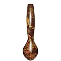 Ceramic Stem Vase With Floral Pattern - Brown