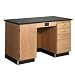 Diversified Woodcrafts 1216KF-L Solid Oak Wood Instructors Desk with Sink on Left, Flat Epoxy Resin Top, 5' Width