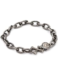Borgioni Skull and Crossbone Hammered Link Bracelet