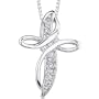 Divinely Gorgeous: Sterling Silver Designer Inspired Modern Cross Pendant Necklace with Cubic Zirconia