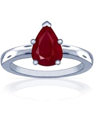 Platinum Pear Cut Ruby Solitaire Ring
