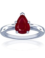 18K White Gold Pear Cut Ruby Solitaire Ring