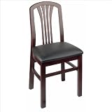 Fan Back Beech Wood Dining Room - Kitchen Side Chair - Mahogany with Black Vinyl Seat