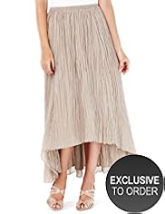 Twiggy for M&S Woman Cotton Rich Dip Hem Skirt with Silk